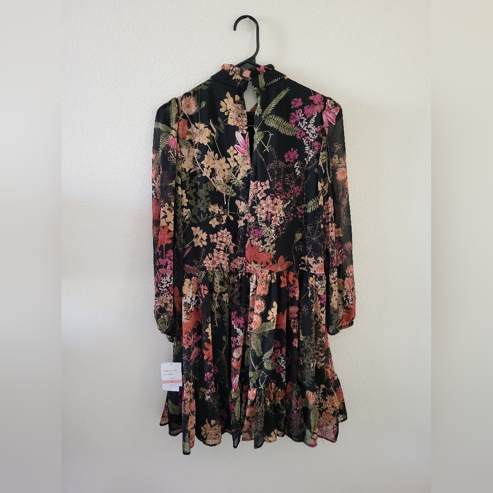 Melonie T Womens black floral dress size 2